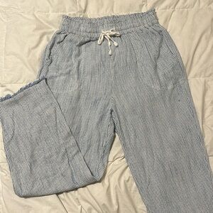 Aerie striped tapered linen pants